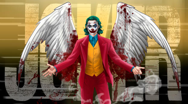 Joker with Bloody Wings Wallpaper 7680x4320 Resolution
