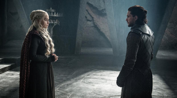 Jon Snow And Daenerys Targaryen Meet Wallpaper 1080x2520 Resolution