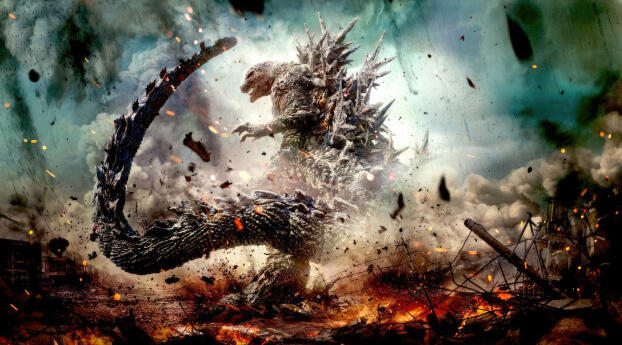 Kaiju Rampage HD Godzilla Minus One Wallpaper 1440x1440 Resolution