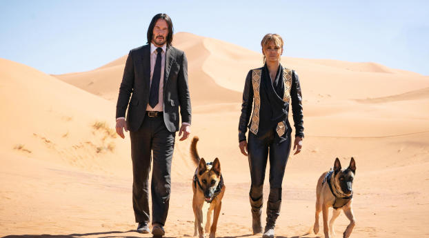 Keanu Reeves and Halle Berry in John Wick 3 Movie Wallpaper 720x1520 Resolution