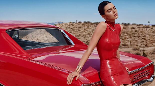 Kendall Jenner in Red 2023 Wallpaper 1920x1080 Resolution