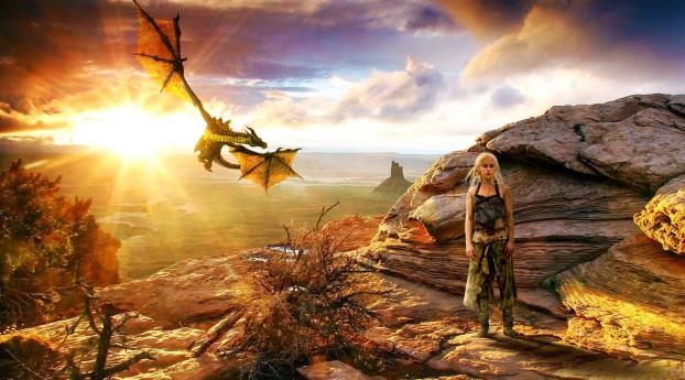 Khaleesi With Dragon Game Of Thrones Wallpaper 1080x2340 Resolution