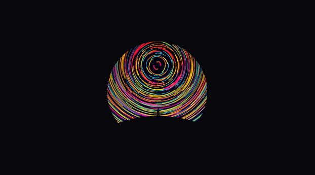 Kid Near Colorful Circle Moon Wallpaper 2560x1600 Resolution