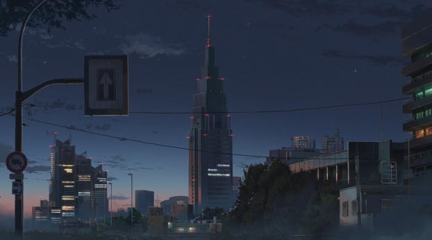 Kimi No Na Wa Anime City Wallpaper 1536x2152 Resolution