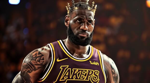 King LeBron James HD LA Lakers AI Wallpaper 360x300 Resolution