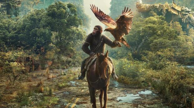 Kingdom of the Planet of the Apes 2024 Movie Wallpaper 1440x2960 Resolution