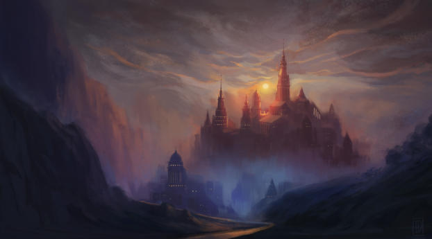 Kings Castle Painting Wallpaper 800x480 Resolution