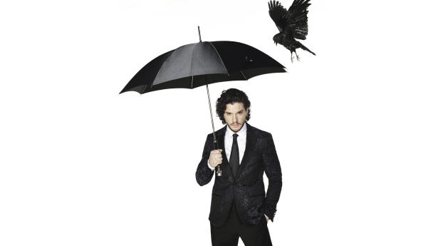 kit harington, suit, umbrella Wallpaper 1366x768 Resolution