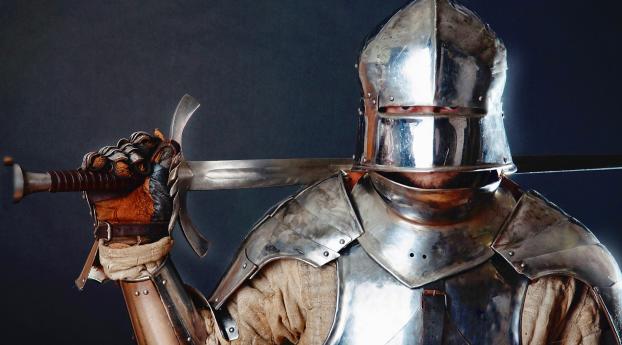 knight, armor, sword Wallpaper 3840x1080 Resolution