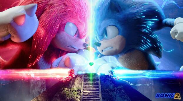 Knuckles the Echidna x Sonic the Hedgehog Wallpaper 1644x384 Resolution