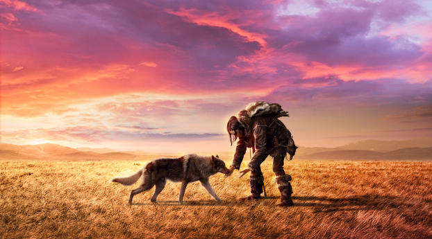 Kodi Smit-McPhee and Wolf Still From Alpha 2018 Movie Wallpaper 1600x900 Resolution