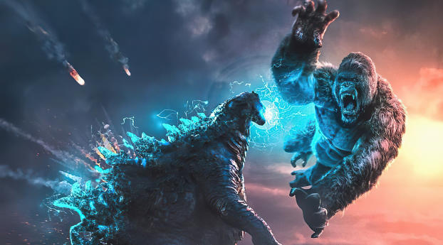 Kong V Godzilla 4k Art Wallpaper 1440x3160 Resolution