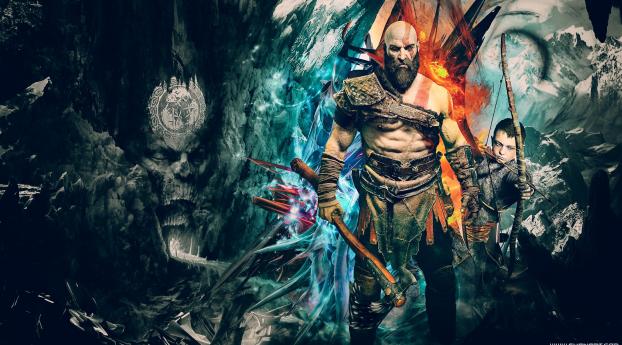 Kratos 2021 God Of War Art Wallpaper 1600x600 Resolution