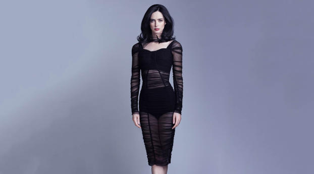 Krysten Ritter In Black Dress Wallpaper 640x1136 Resolution