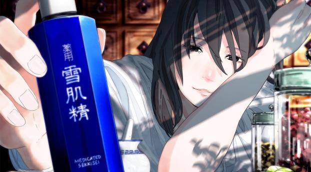 kurono-kuro, girl, bottle Wallpaper 640x1136 Resolution