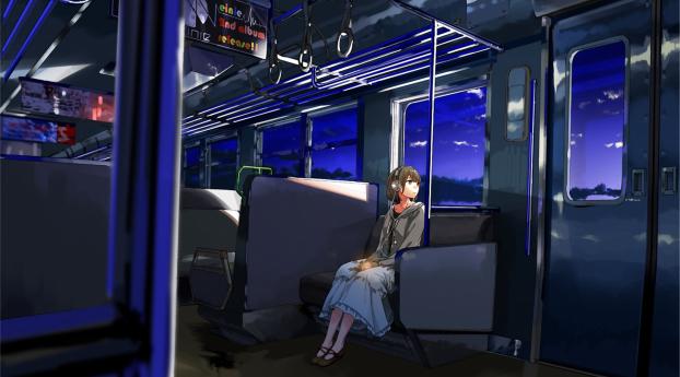 kurono-kuro, girl, wagon Wallpaper 640x960 Resolution