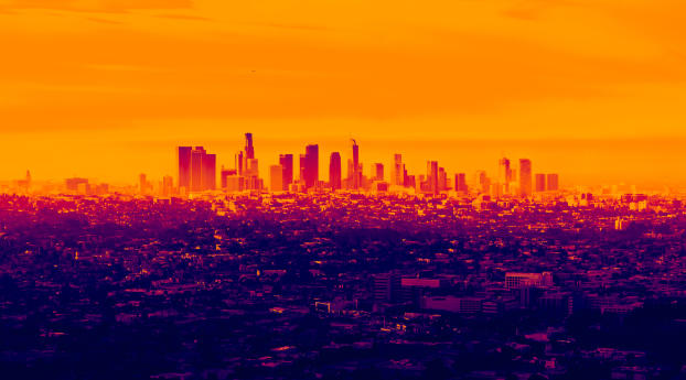LA Cityscape in Infrared Wallpaper 1080x2040 Resolution