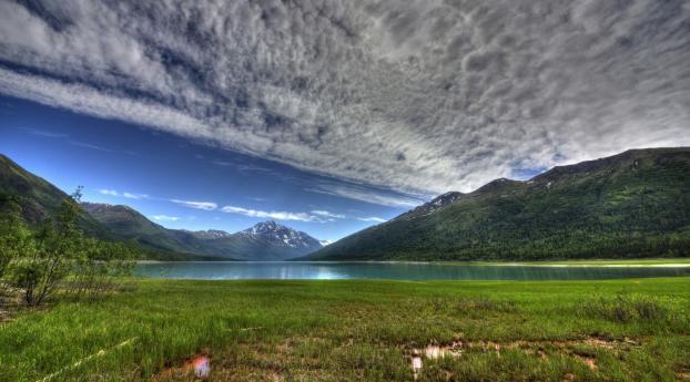 lake eklutna, alaska, mountains Wallpaper 1080x2244 Resolution