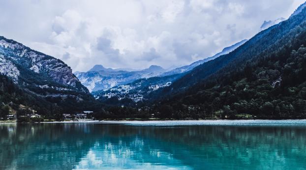 lake, mountains, reflection Wallpaper 640x1136 Resolution