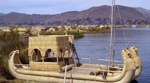 lake titicaca, boat, beautiful Wallpaper 2560x1080 Resolution