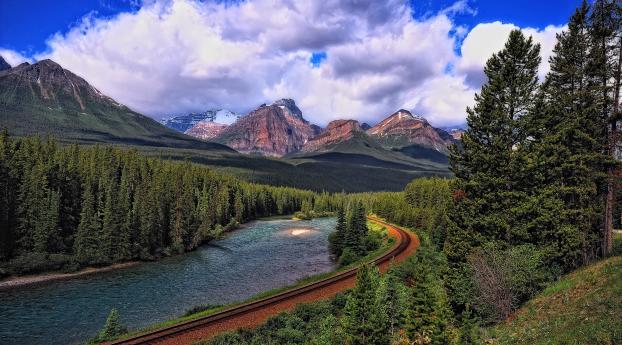landscape, mountains, railroad Wallpaper 1024x768 Resolution