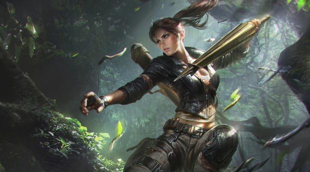 Lara Croft Tomb Riader Digital Art Wallpaper 1080x2160 Resolution