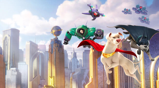 League Of Super-Pets 4k Movie Wallpaper 1024x600 Resolution