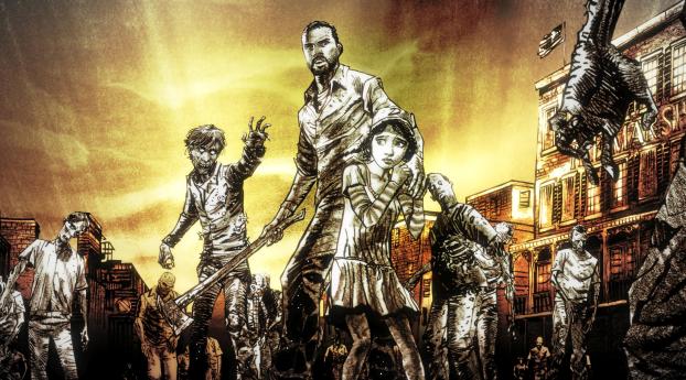 Lee And Clem The Walking Dead Wallpaper 360x640 Resolution