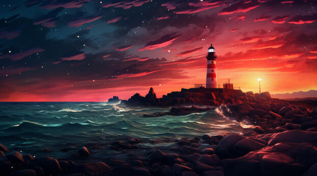 Lighthouse HD Cool Digital Art Wallpaper 2048x2732 Resolution