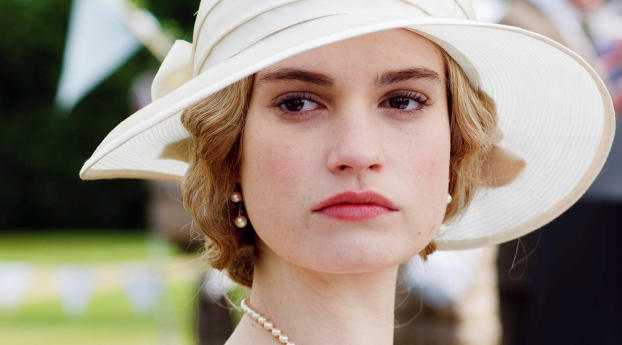 lily james, actress, hat Wallpaper 360x325 Resolution