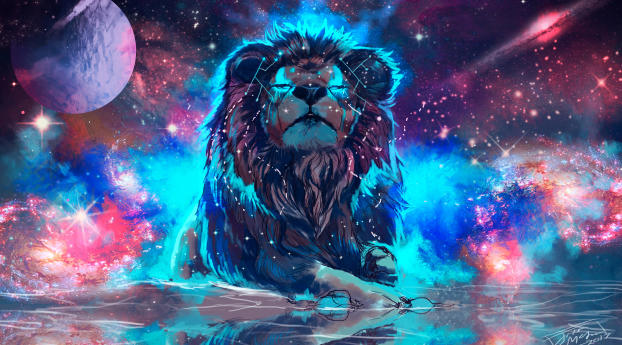 Lion Artistic Colorful Wallpaper 1024x600 Resolution