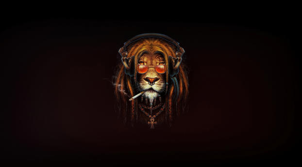 Lion Smoking Digital Art Wallpaper
