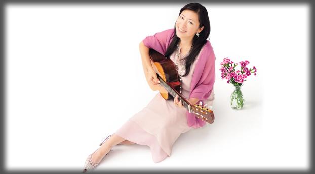 lisa ono, guitar, flower Wallpaper 1280x2120 Resolution