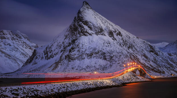 Lofoten Bridge Norway Wallpaper 1080x2280 Resolution