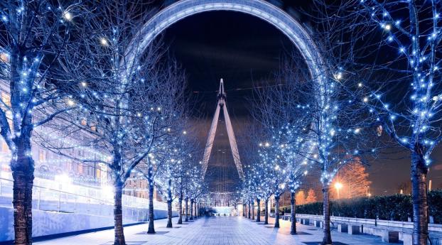london eye, ferris wheel, london Wallpaper 2560x1080 Resolution