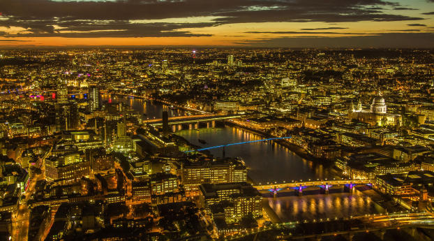 London Lights at Sunset Wallpaper 480x854 Resolution