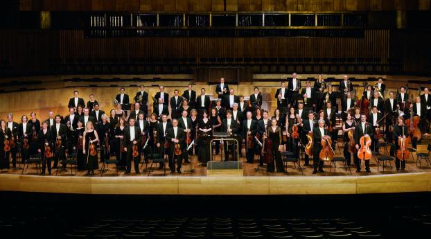 london philharmonic orchestra, scene, instruments Wallpaper 1242x2688 Resolution