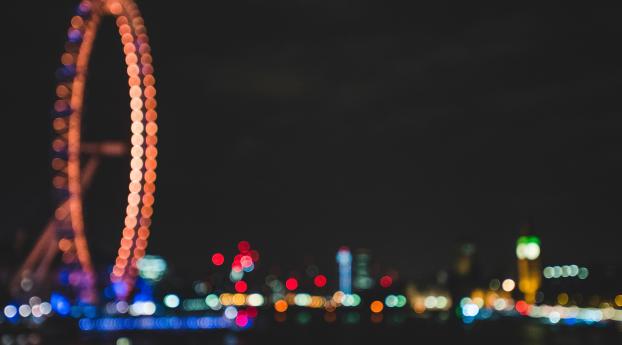 London UK Night Light Blurred Photography Wallpaper 5120x2879 Resolution