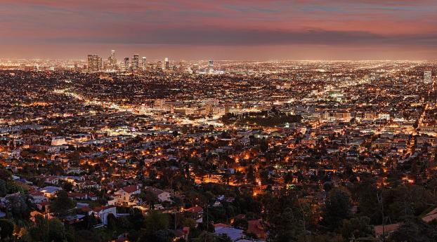 los angeles, night, view from above Wallpaper 1360x768 Resolution