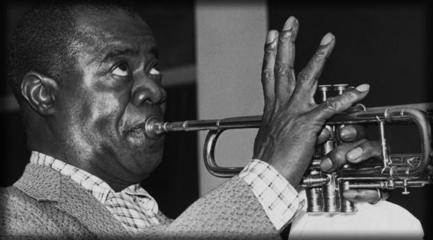 louis armstrong, pipe, eyes Wallpaper 1680x1050 Resolution