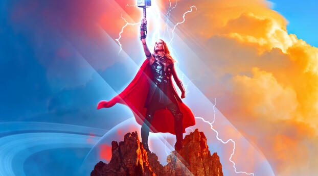 Love and Thunder Lady Mighty Thor Wallpaper 1400x900 Resolution