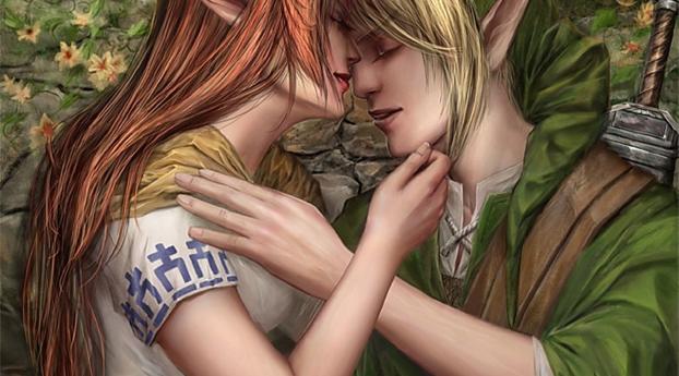 love, kiss, elfs Wallpaper 1440x2560 Resolution