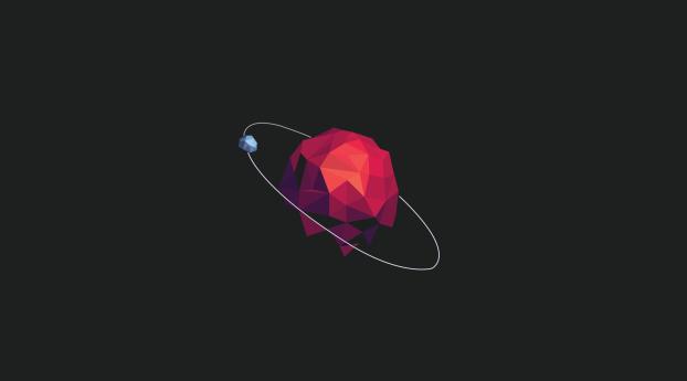 Low Poly Space Planet Minimal Wallpaper 2560x1080 Resolution