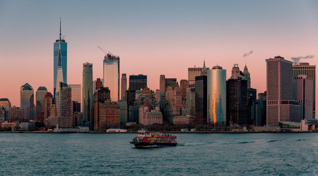 Lower Manhattan Sunset Wallpaper 1080x2340 Resolution