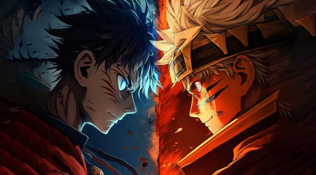 Luffy vs Naruto Fight Art Wallpaper 1080x1920 Resolution