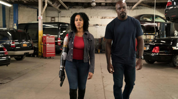 Luke Cage Misty Knight With Bionic Arm Wallpaper 480x800 Resolution