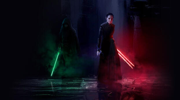 Luke vs Rey Palpatine Star Wars Wallpaper 1440x3200 Resolution