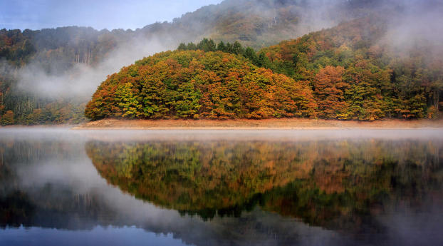 luxembourg, autumn, reflection Wallpaper 1366x768 Resolution