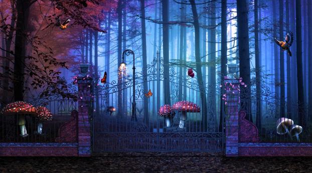 Magical Gate to Artistic Forest Wallpaper 1280x800 Resolution