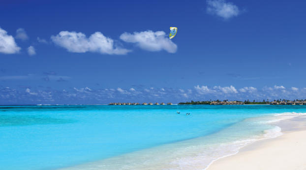 maldives, ocean, parasailing Wallpaper 1336x768 Resolution